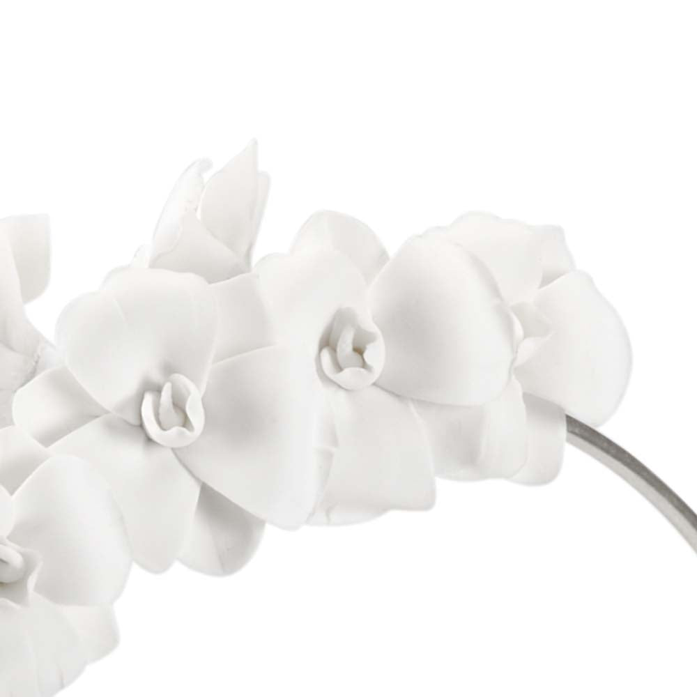 Chelsea House Orchid Handcrafted Silver Stem With Matte Porcelain Blooms, Antique Silver Leaf, 27" Tall Elegance 384775