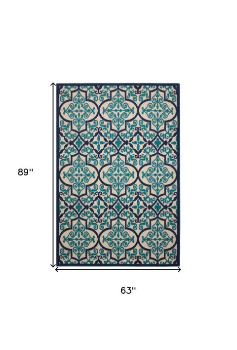 Homeroots 4' Cream Moroccan Area Rug - Stylish Indoor Outdoor Design For Living Spaces, Patios, And More! 5? X 8? Polypropylene 384777