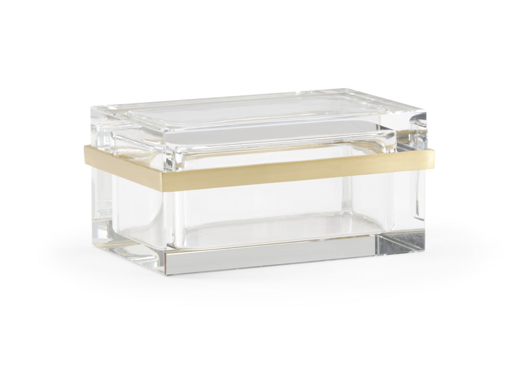 Chelsea House Rectangular Crystal Jewel Box With Antique Brass Trim, Claire Bell Designer Keepsake Storage, Compact Elegance 384778