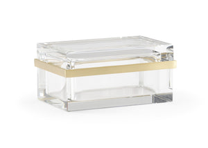 Chelsea House Rectangular Crystal Jewel Box With Antique Brass Trim, Claire Bell Designer Keepsake Storage, Compact Elegance 384778