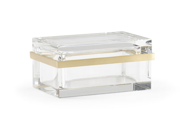 Chelsea House Rectangular Crystal Jewel Box With Antique Brass Trim, Claire Bell Designer Keepsake Storage, Compact Elegance 384778