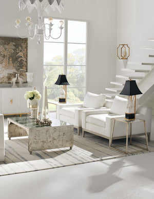 Chelsea House Cherry Blossom Hand-Painted Cocktail Table By Jamie Merida With Gold & Silver Leaf, Elegant Centerpiece 384780