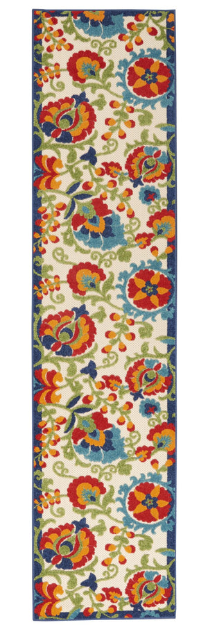 Homeroots 10' Green And Ivory Area Rug - Stylish Indoor Outdoor Decor, Durable, Easy Maintenance, Versatile Design 2' X 10' Polypropylene 384782