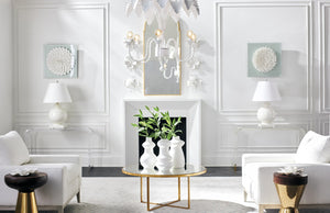 Chelsea House Waterfall Clear Acrylic Console With Polished Nickel Caps, Sculptural Waterfall Edge 45"W Elegance 384789