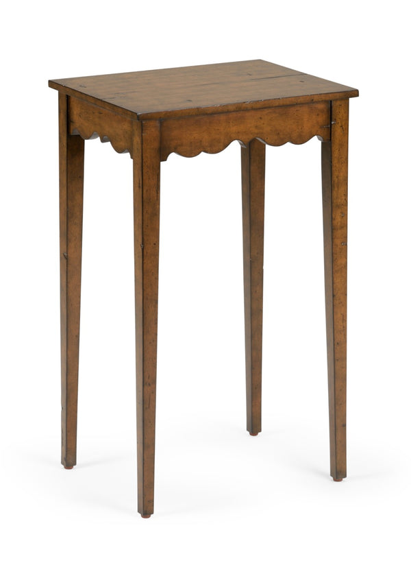 Chelsea House Regency Lamp Table With Scalloped Apron, Antique Brown Finish, Compact Hardwood Accent For Small Spaces 384795