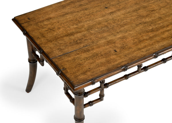 Chelsea House Sheraton Antique Brown Faux Bamboo Coffee Table — Sheraton-Inspired Low Profile Centerpiece For Timeless Living Room Style 384796