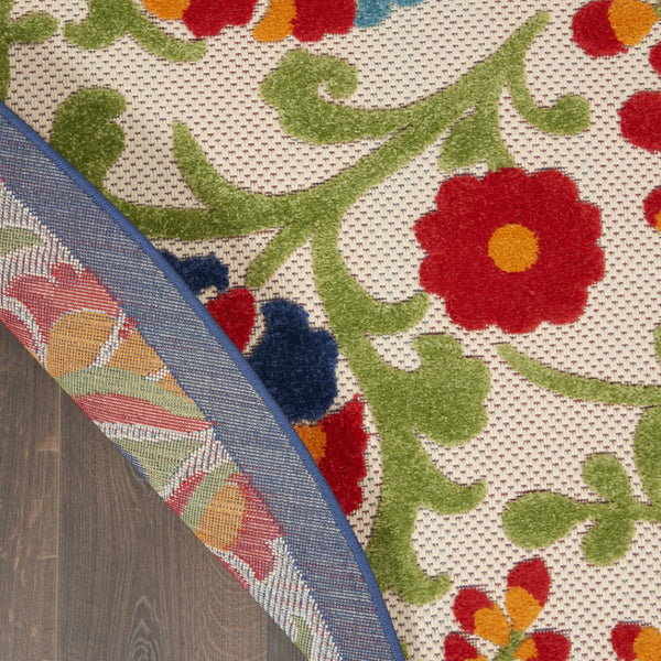 Homeroots 10' Green And Ivory Area Rug - Stylish Indoor Outdoor Decor, Durable, Easy Maintenance, Versatile Design 5' Round Area Rug Polypropylene 384796