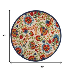 Homeroots 10' Green And Ivory Area Rug - Stylish Indoor Outdoor Decor, Durable, Easy Maintenance, Versatile Design 5' Round Area Rug Polypropylene 384796