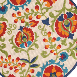 Homeroots 10' Green And Ivory Area Rug - Stylish Indoor Outdoor Decor, Durable, Easy Maintenance, Versatile Design 5' Round Area Rug Polypropylene 384796