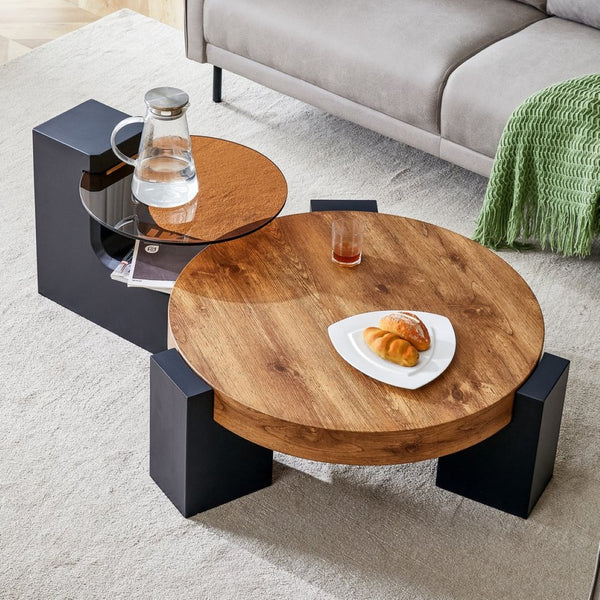 English Elm The Two Tier Detachable Mdf Coffee Table for Flexible Modern Living Room Style W1151P184838