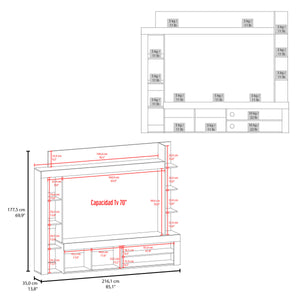 English Elm Cecil Walnut Entertainment Center TV Stand with Open Shelves, Storage Compartments & Durable Wood Finish B070S00404