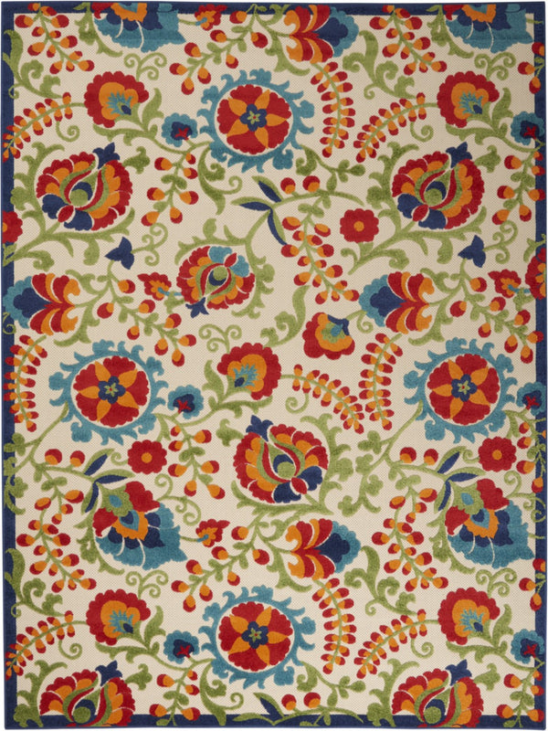 Homeroots 10' Green And Ivory Area Rug - Stylish Indoor Outdoor Decor, Durable, Easy Maintenance, Versatile Design 7'x10' Area Rug Polypropylene 384801