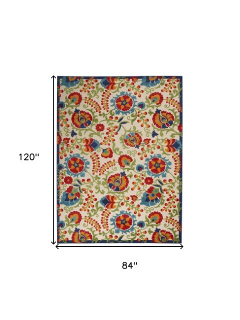 Homeroots 10' Green And Ivory Area Rug - Stylish Indoor Outdoor Decor, Durable, Easy Maintenance, Versatile Design 7'x10' Area Rug Polypropylene 384801