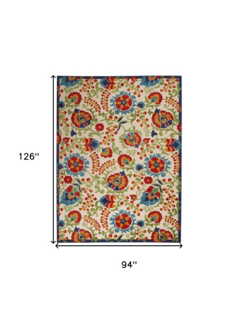 Homeroots 10' Green And Ivory Area Rug - Stylish Indoor Outdoor Decor, Durable, Easy Maintenance, Versatile Design 8'x11' Area Rug Polypropylene 384802