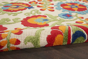 HomeRoots 5' Timeless Green and Ivory Floral Area Rug for Indoor and Outdoor Spaces – Durable & Elegant Design 8'x11' Area Rug 384802