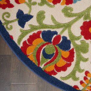 Homeroots 10' Green And Ivory Area Rug - Stylish Indoor Outdoor Decor, Durable, Easy Maintenance, Versatile Design 8' Round Area Rug Polypropylene 384804