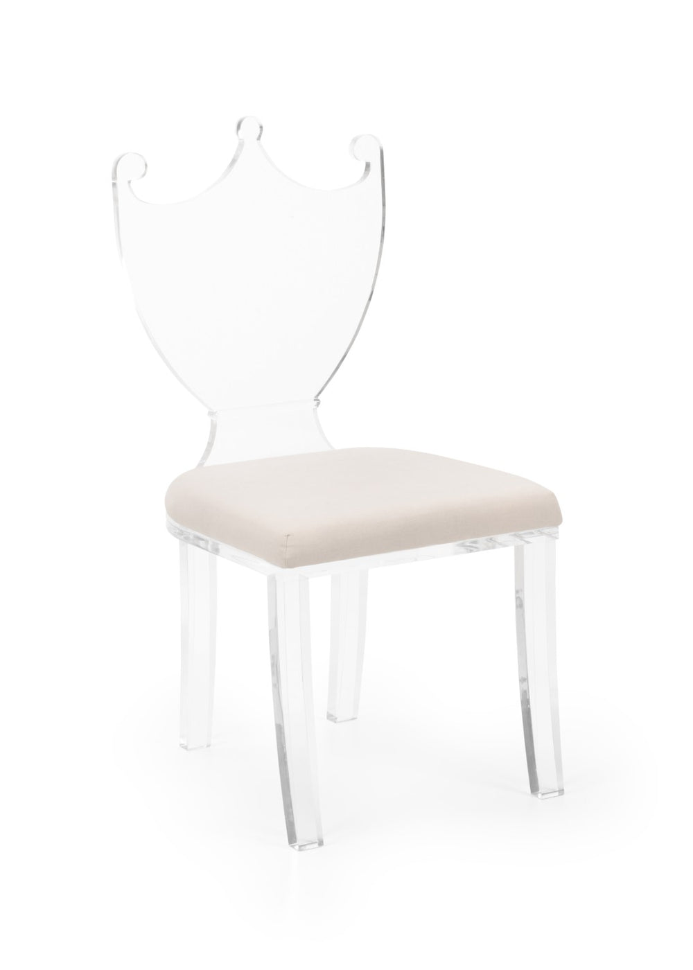 Chelsea House Regency Clear Hall Chair – Crystal Acrylic Regency Silhouette With Muslin Seat, Stackable Elegance 384808