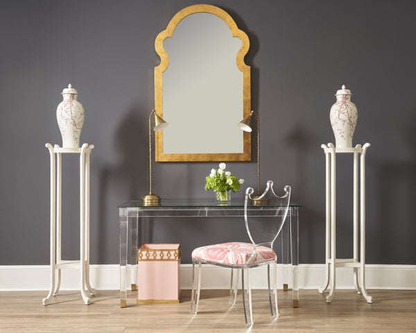 Chelsea House Regency Clear Hall Chair – Crystal Acrylic Regency Silhouette With Muslin Seat, Stackable Elegance 384808