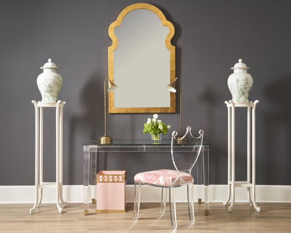 Chelsea House Regency Clear Hall Chair – Crystal Acrylic Regency Silhouette With Muslin Seat, Stackable Elegance 384808