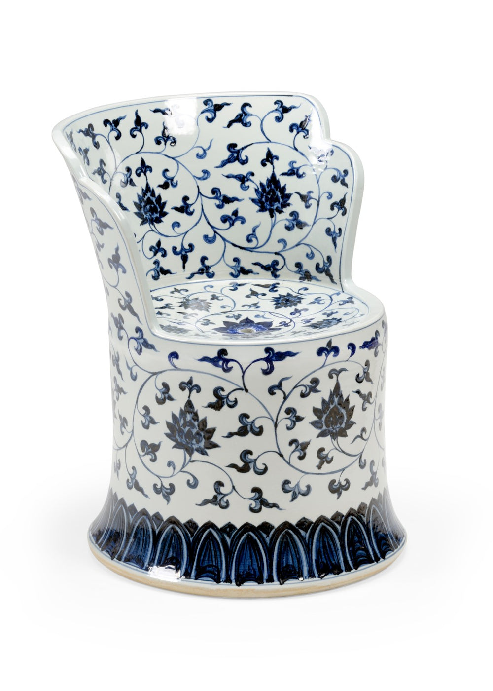 Chelsea House Kingswood Blue-And-White Ceramic Chair With Floral Glaze, Weather-Resistant Accent For Indoors Outdoors 384810