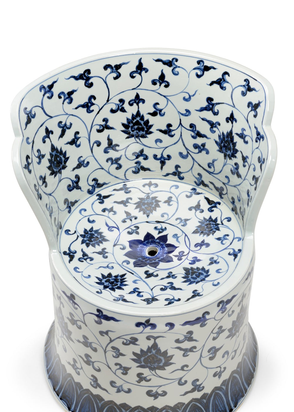 Chelsea House Kingswood Blue-And-White Ceramic Chair With Floral Glaze, Weather-Resistant Accent For Indoors Outdoors 384810