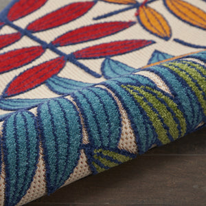 Homeroots 10' Ivory And Blue Floral Indoor Outdoor Area Rug - Perfect For Living Spaces, Patios, And More! 2?X 10? Runner Polypropylene 384810