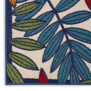 Homeroots 10' Ivory And Blue Floral Indoor Outdoor Area Rug - Perfect For Living Spaces, Patios, And More! 2?X 10? Runner Polypropylene 384810