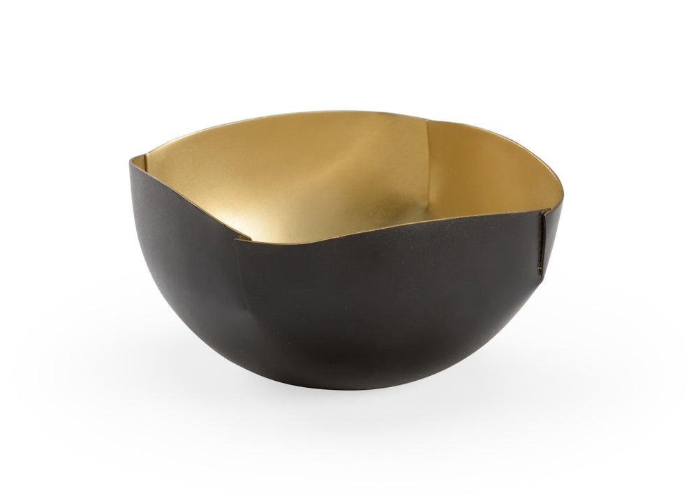 Chelsea House Square Double Edge Bowl — Matte Black & Polished Gold Metal Centerpiece, Sculptural Geometric Accent For Modern Decor (3X5 In) 384816