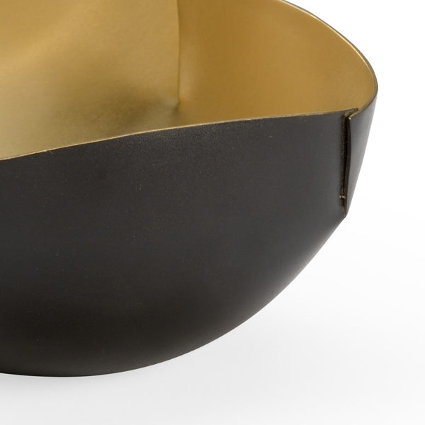 Chelsea House Square Double Edge Bowl — Matte Black & Polished Gold Metal Centerpiece, Sculptural Geometric Accent For Modern Decor (3X5 In) 384816