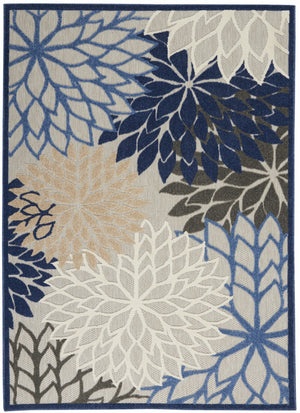HomeRoots 5' Blue and Gray Floral Indoor Outdoor Area Rug - Timeless Elegance for Any Space, Easy Care 5?x8? 384820