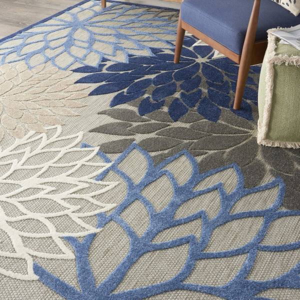 HomeRoots 6' Blue and Gray Area Rug – Stylish Indoor Outdoor Design, Durable, Low-Maintenance, Versatile Use 6?x9? 384822