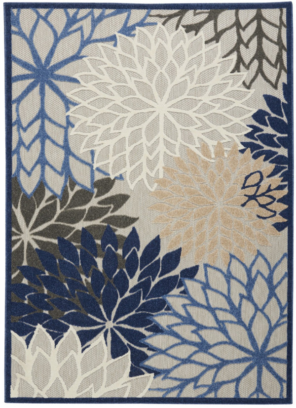 HomeRoots 6' Blue and Gray Area Rug – Stylish Indoor Outdoor Design, Durable, Low-Maintenance, Versatile Use 6?x9? 384822