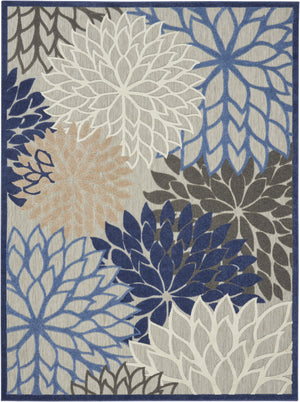 HomeRoots 8' Elegant Ivory and Blue Indoor Outdoor Area Rug with Timeless Floral Design for Any Space 8?x11? 384824