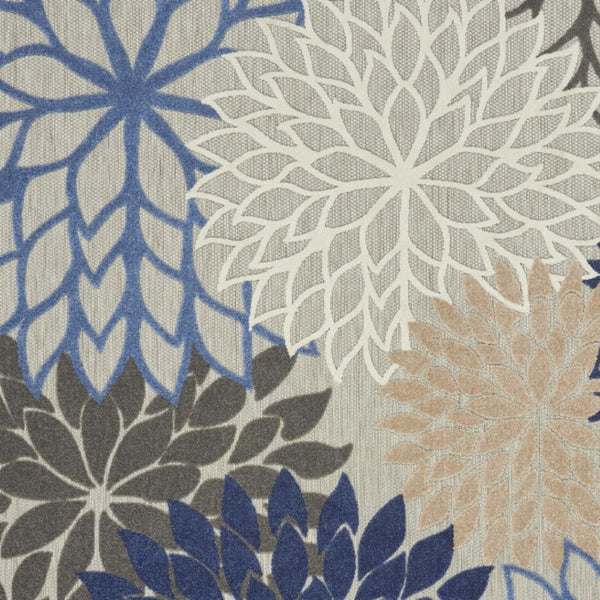HomeRoots 8' Elegant Ivory and Blue Indoor Outdoor Area Rug with Timeless Floral Design for Any Space 8?x11? 384824