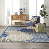 Homeroots 8' X 11' Blue And Gray Floral Indoor Outdoor Area Rug  Polypropylene 384824