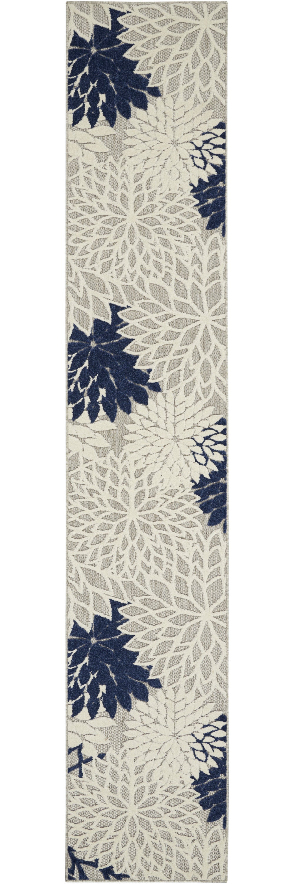Homeroots 2' X 12' Ivory And Navy Indoor Outdoor Runner Rug Ivory Navy Polypropylene 384828