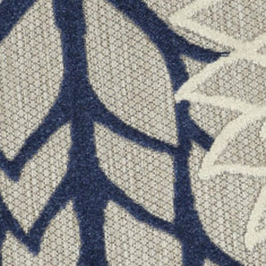 HomeRoots 5' Timeless Floral Indoor Outdoor Rug - Durable, Easy-Care, Versatile Accent for Any Space 5' Round Area Rug Ivory Navy 384834