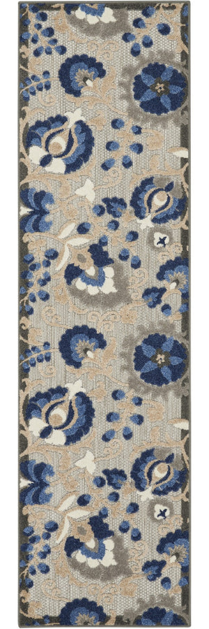 Homeroots 10' Blue And Gray Indoor Outdoor Area Rug – Durable, Stylish, And Easy To Maintain For Any Space 2' X 10' Polypropylene 384854