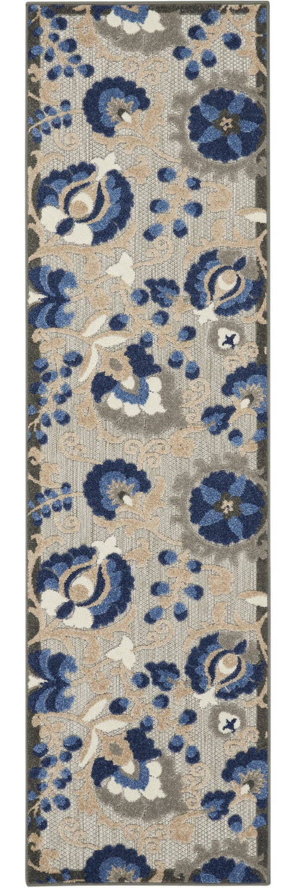 Homeroots 10' Blue And Gray Indoor Outdoor Area Rug – Durable, Stylish, And Easy To Maintain For Any Space 2' X 10' Polypropylene 384854