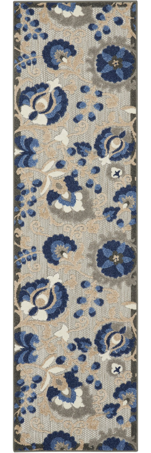 Homeroots 10' Blue And Gray Indoor Outdoor Area Rug – Durable, Stylish, And Easy To Maintain For Any Space 12' Runner Rug Polypropylene 384855
