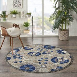 Homeroots 10' Blue And Gray Indoor Outdoor Area Rug – Durable, Stylish, And Easy To Maintain For Any Space 5' Round Area Rug Polypropylene 384860