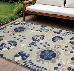 Homeroots 10' Blue And Gray Indoor Outdoor Area Rug – Durable, Stylish, And Easy To Maintain For Any Space 7'x10' Area Rug Polypropylene 384862