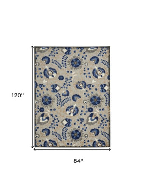 Homeroots 10' Blue And Gray Indoor Outdoor Area Rug – Durable, Stylish, And Easy To Maintain For Any Space 7'x10' Area Rug Polypropylene 384862