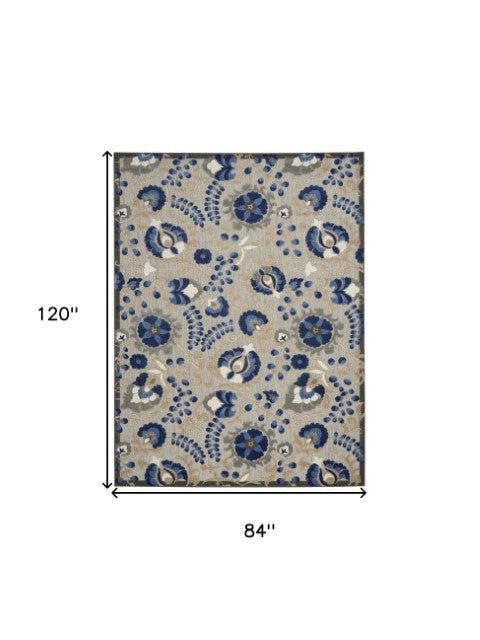 Homeroots 10' Blue And Gray Indoor Outdoor Area Rug – Durable, Stylish, And Easy To Maintain For Any Space 7'x10' Area Rug Polypropylene 384862