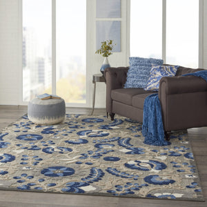 Homeroots 10' Blue And Gray Indoor Outdoor Area Rug – Durable, Stylish, And Easy To Maintain For Any Space 8'x11' Area Rug Polypropylene 384863