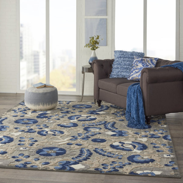 Homeroots 10' Blue And Gray Indoor Outdoor Area Rug – Durable, Stylish, And Easy To Maintain For Any Space 8'x11' Area Rug Polypropylene 384863