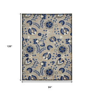 Homeroots 10' Blue And Gray Indoor Outdoor Area Rug – Durable, Stylish, And Easy To Maintain For Any Space 8'x11' Area Rug Polypropylene 384863