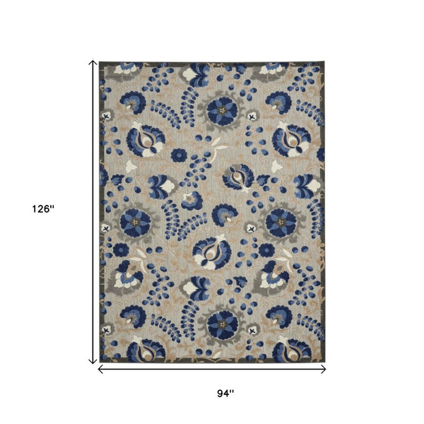 Homeroots 10' Blue And Gray Indoor Outdoor Area Rug – Durable, Stylish, And Easy To Maintain For Any Space 8'x11' Area Rug Polypropylene 384863