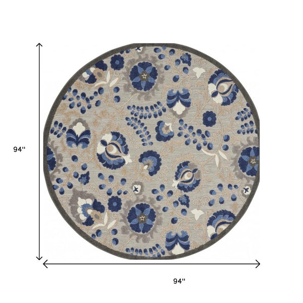 Homeroots 10' Blue And Gray Indoor Outdoor Area Rug – Durable, Stylish, And Easy To Maintain For Any Space 8' Round Area Rug Polypropylene 384864