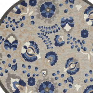 Homeroots 10' Blue And Gray Indoor Outdoor Area Rug – Durable, Stylish, And Easy To Maintain For Any Space 8' Round Area Rug Polypropylene 384864